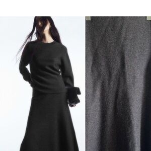 COS boiled wool flannel winter a-line flare midi skirt XS gray heathered